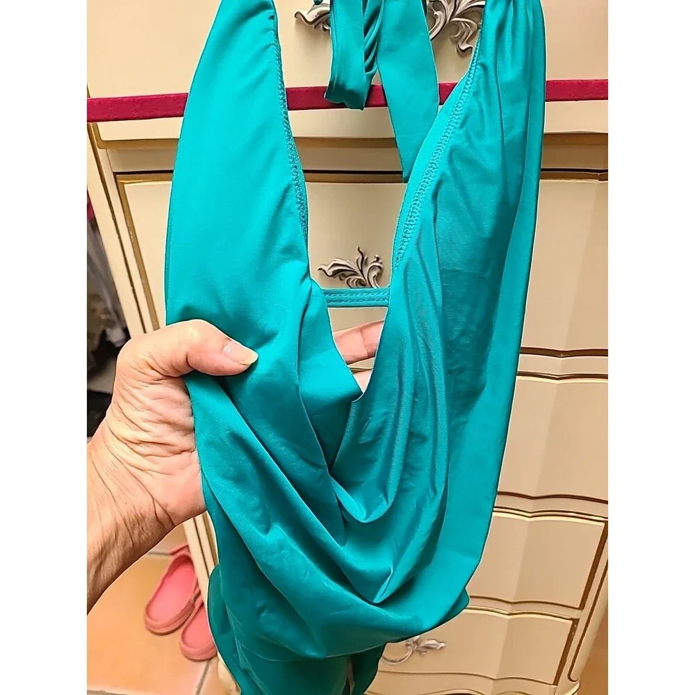 Bar III Draped Monokini One-piece Swimsuit Green Jade XS NWT